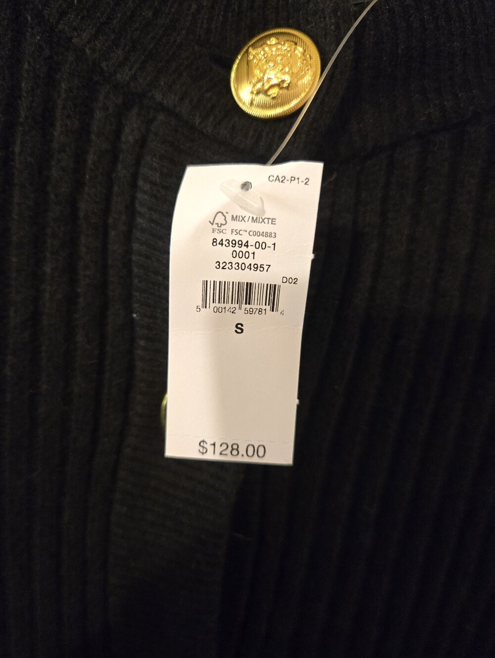 GAP CashSoft Rib Sweater Jumpsuit True Black Gold Buttons - Picture 5 of 8